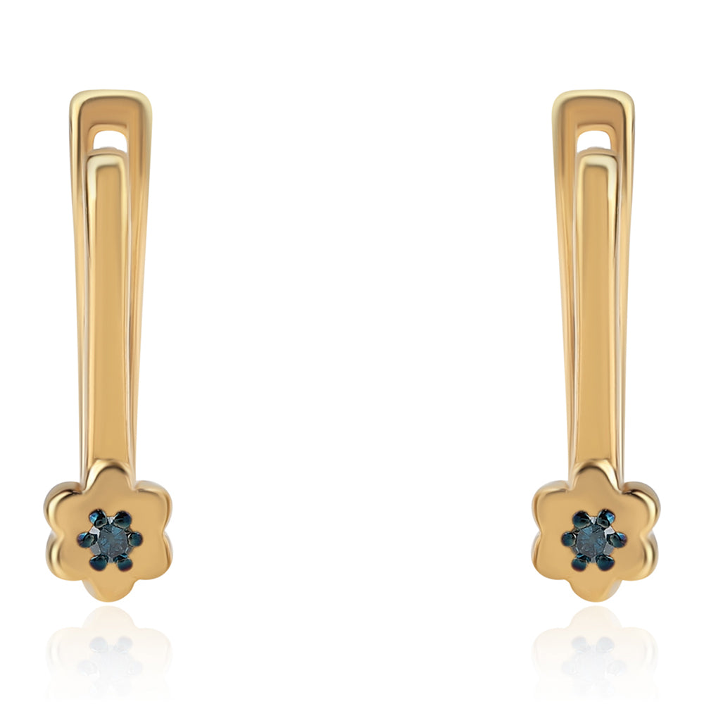 Goldplattierte Silberohrringe mit blauem Diamant