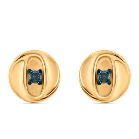 Goldplattierte Silberohrringe mit blauem Diamant