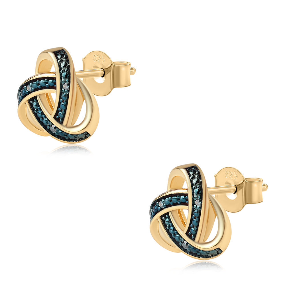 Goldplattierte Silberohrringe mit blauem Diamant 2 