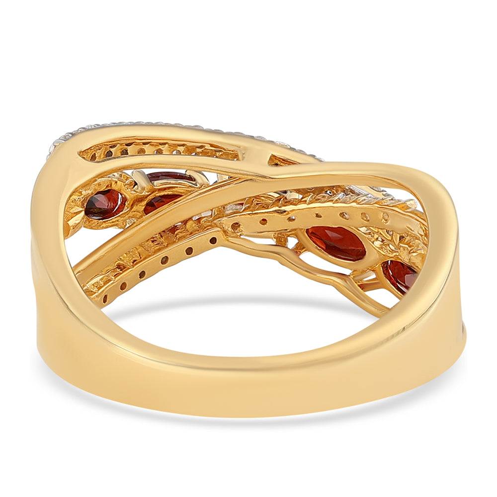 Goldplattierter Silberring mit Barton Granat und weißem Topas 3 