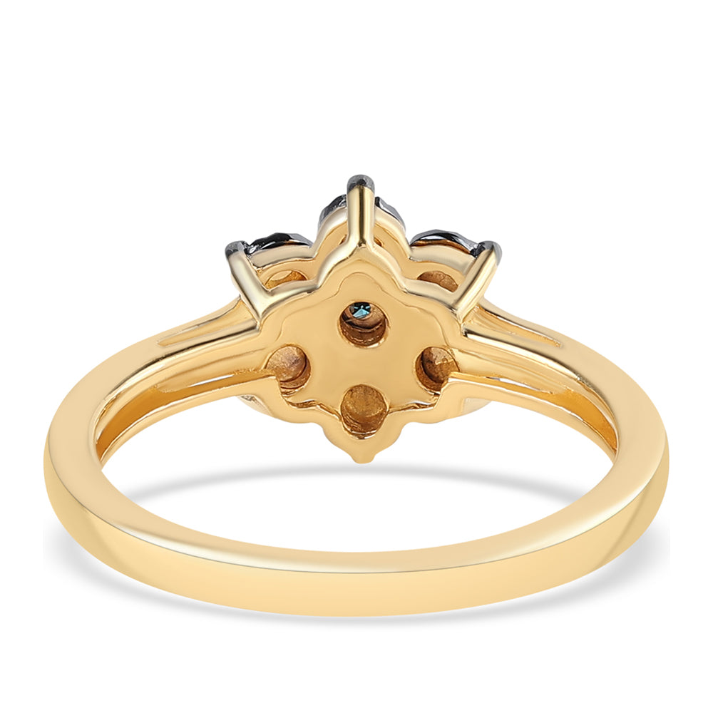 Goldplattierter Silberring mit blauem Diamant 2 