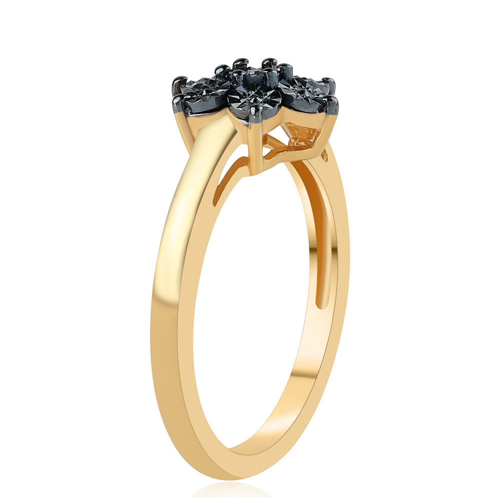 Goldplattierter Silberring mit blauem Diamant 3 