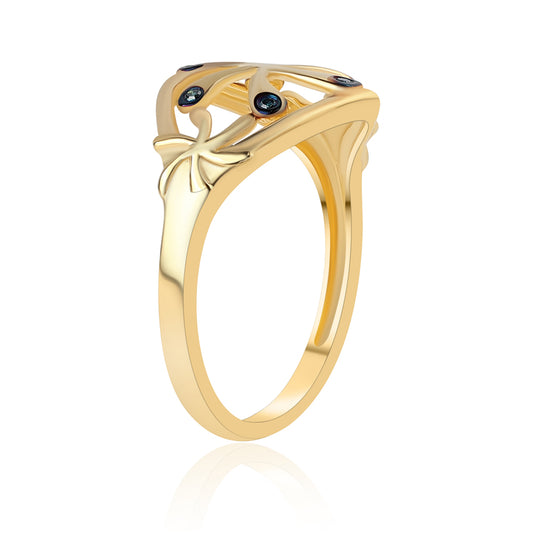 Goldplattierter Silberring mit blauem Diamant