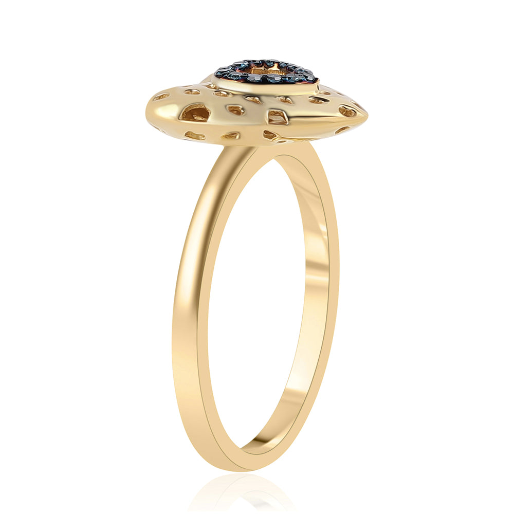 Goldplattierter Silberring mit blauem Diamant