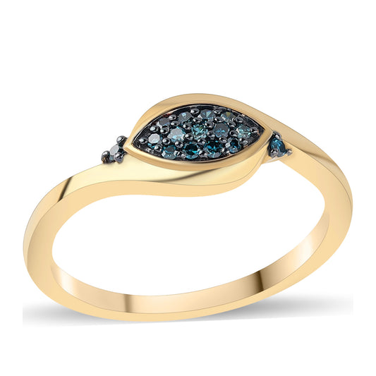 Goldplattierter Silberring mit blauem Diamant
