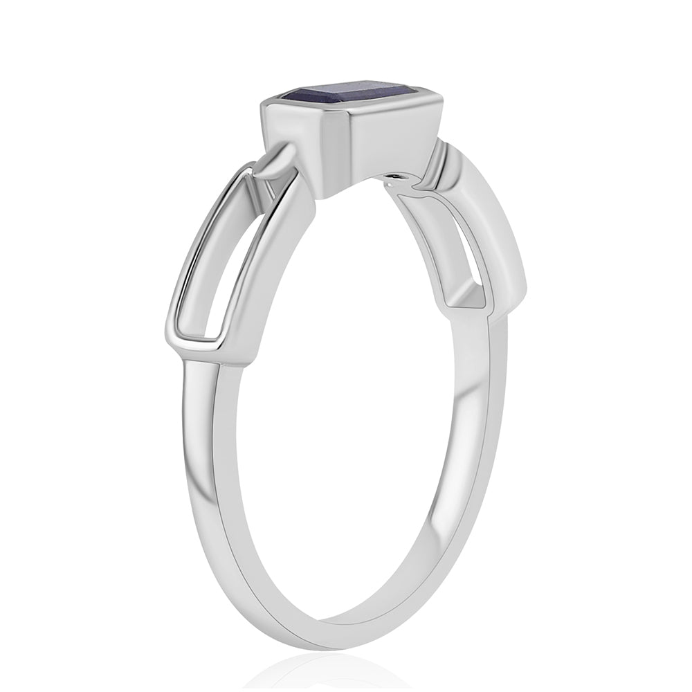 Silberring mit australischem blauem Saphir 3 