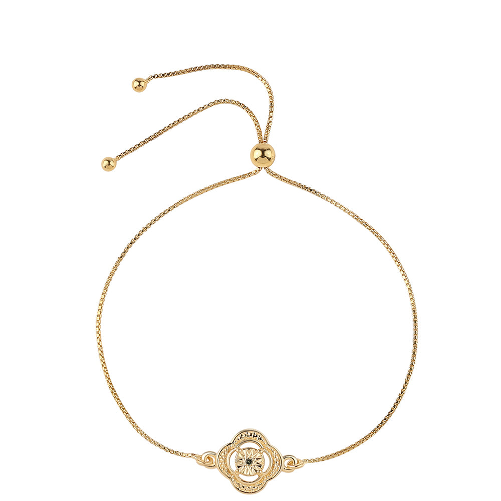 Goldplattiertes Silberarmband mit grünem Diamant 1 