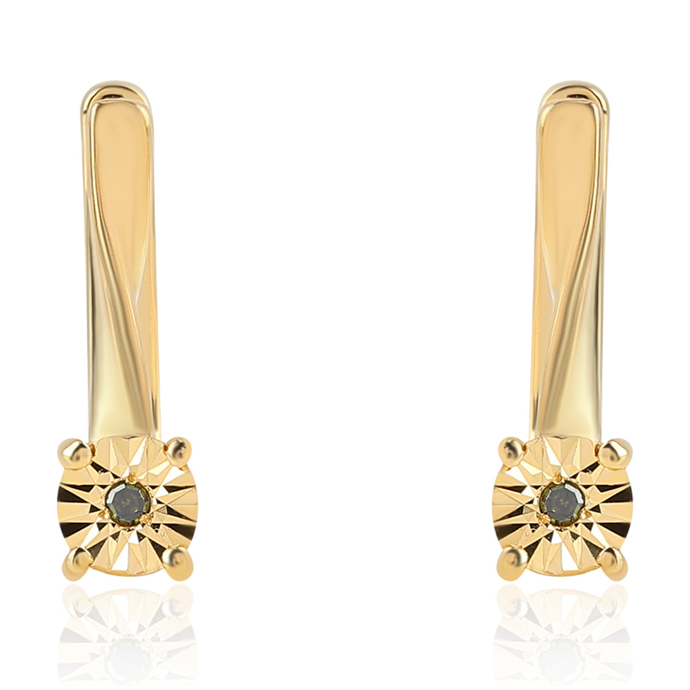 Goldplattierte Silberohrringe mit grünem Diamant 1 