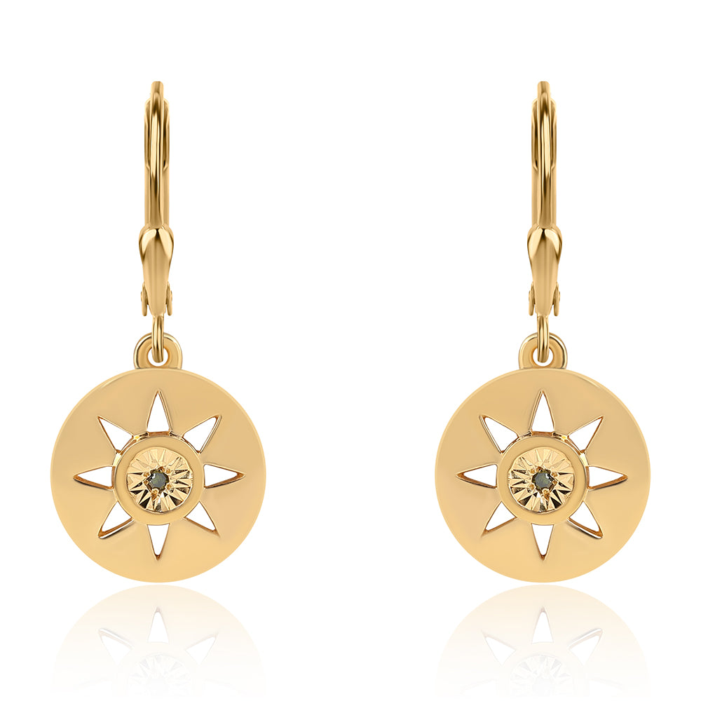 Goldplattierte Silberohrringe mit grünem Diamant