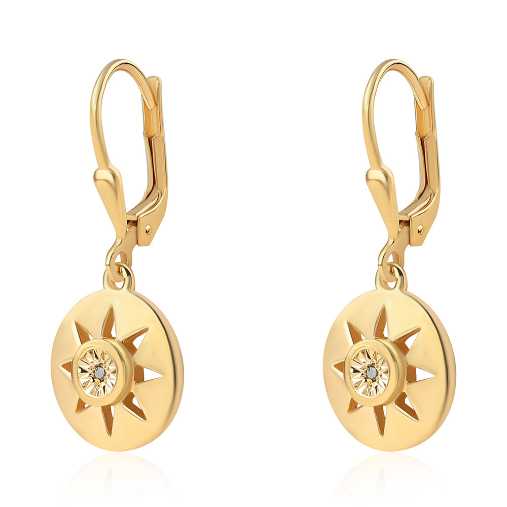 Goldplattierte Silberohrringe mit grünem Diamant 2 