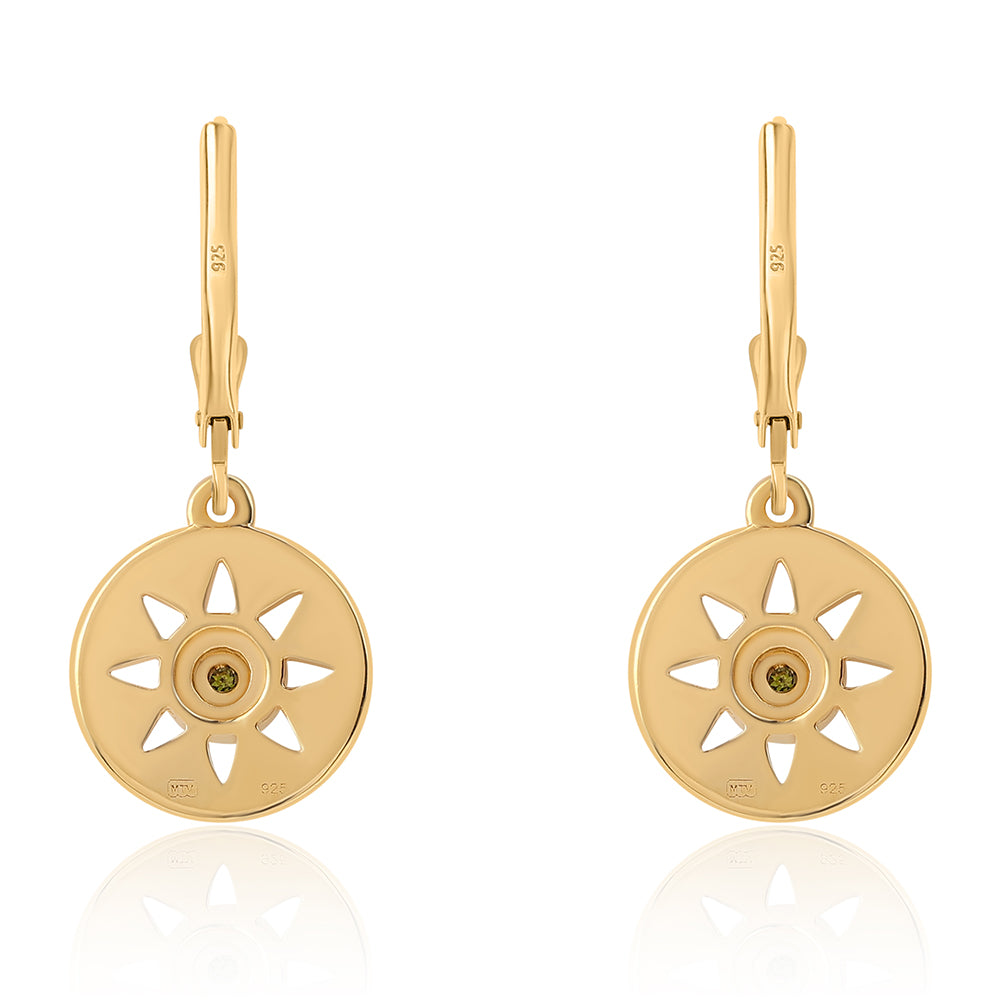 Goldplattierte Silberohrringe mit grünem Diamant 3 