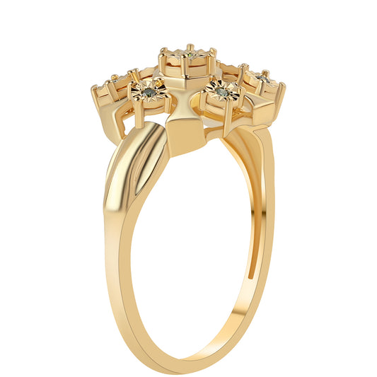 Goldplattierter Silberring mit grünem Diamant