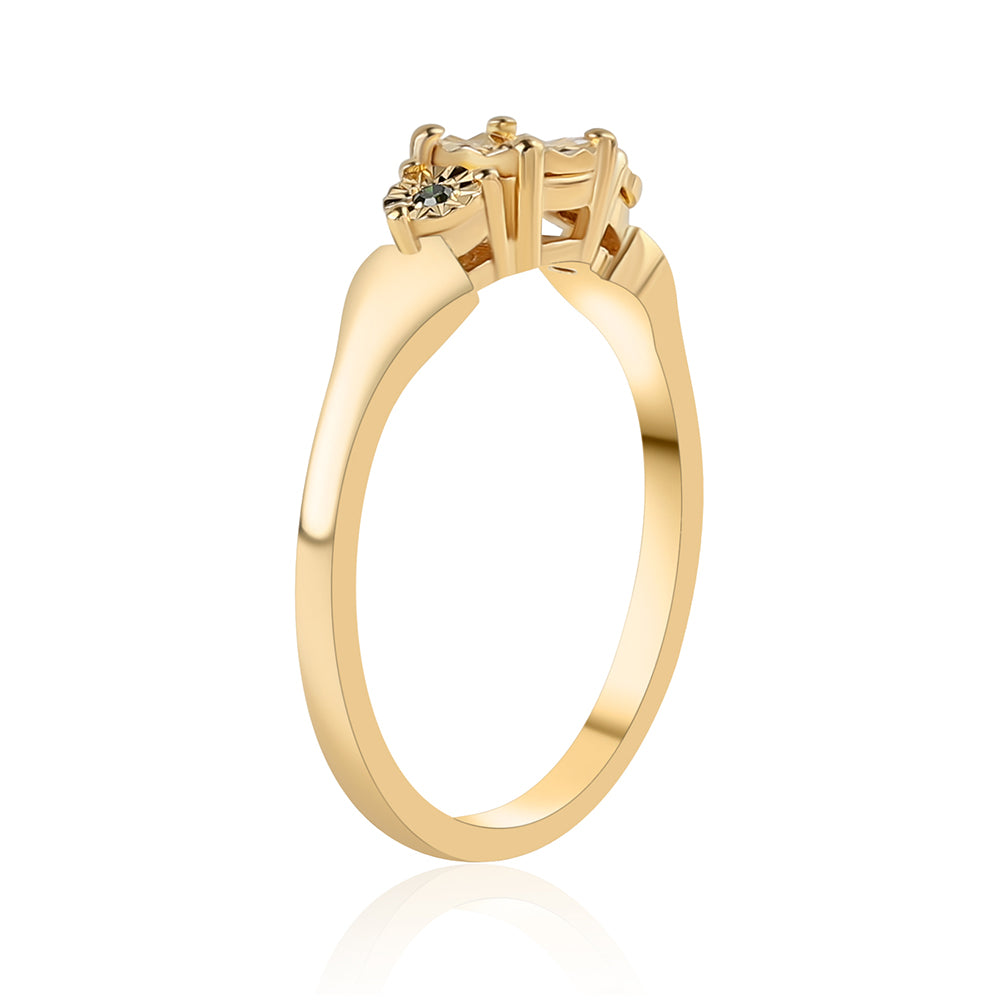 Goldplattierter Silberring mit grünem Diamant