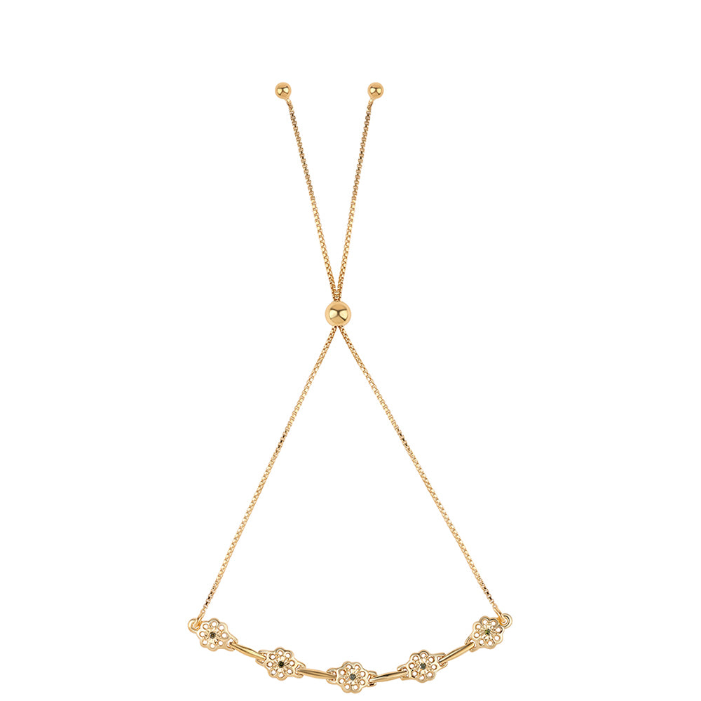 Goldplattiertes Silberarmband mit grünem Diamant