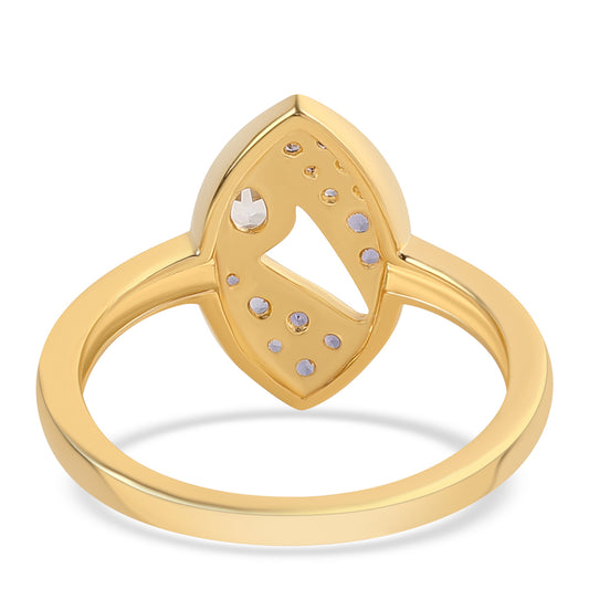 Goldplattierter Silberring mit Iolith und weißem Topas
