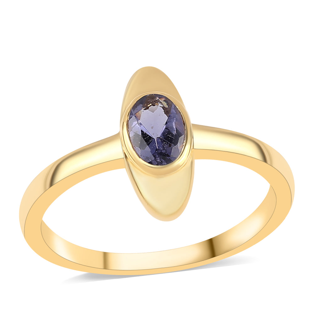 Goldplattierter Silberring mit Iolith 1 