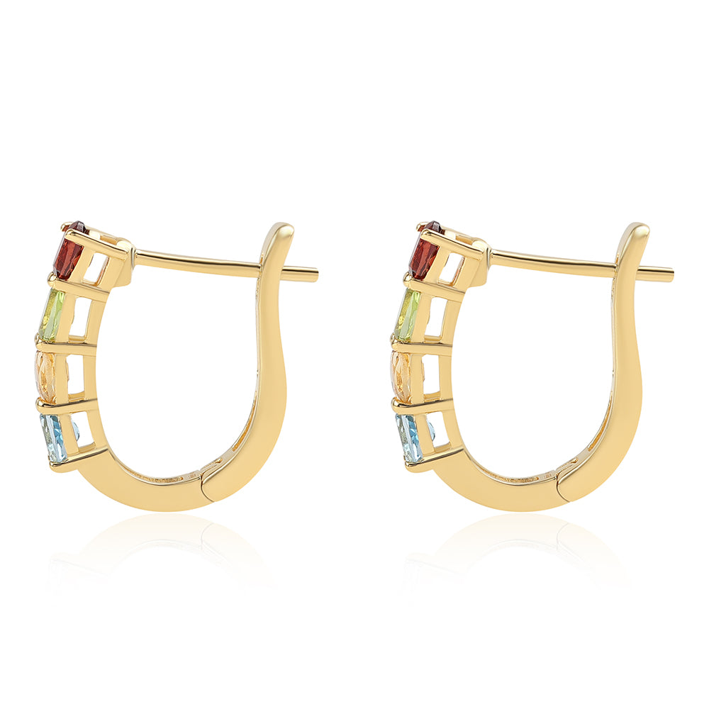 Goldplattierte Silberohrringe mit rotem Granat und Zitrin