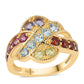 Goldplattierter Silberring mit rotem Granat und Peridot