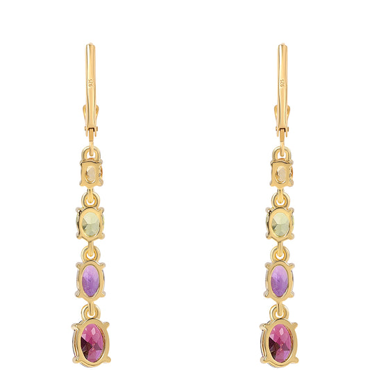 Goldplattierte Silberohrringe mit afrikanischem Amethyst und Peridot