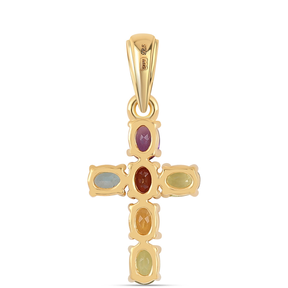 Goldplattierter Silberanhänger mit afrikanischem Amethyst und Peridot 2 