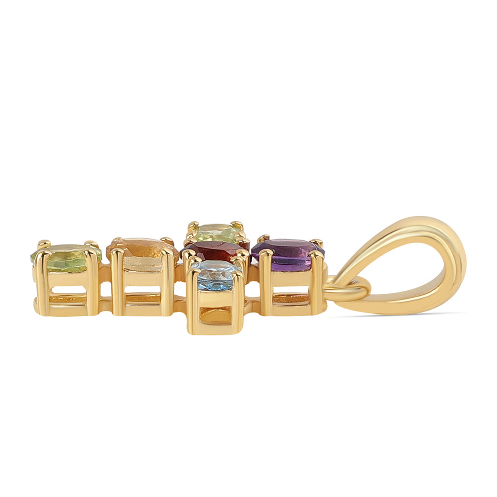 Goldplattierter Silberanhänger mit afrikanischem Amethyst und Peridot 3 
