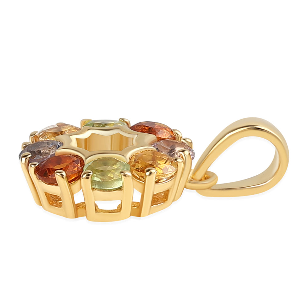 Goldplattierter Silberanhänger mit Rose De France Amethyst und Peridot 3 