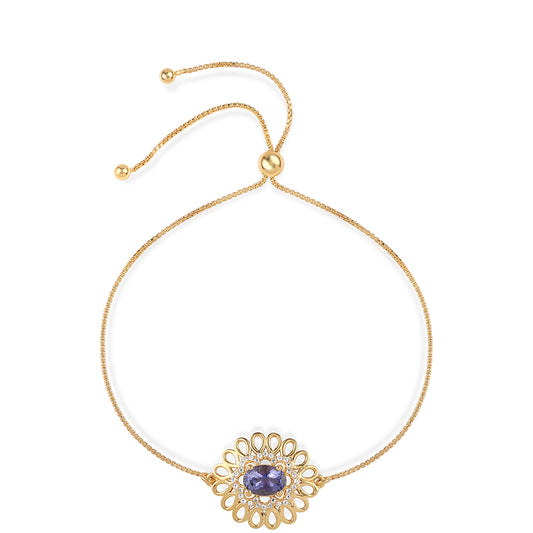 Goldplattiertes Silberarmband mit Iolith und weißem Topas