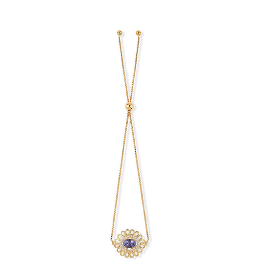 Goldplattiertes Silberarmband mit Iolith und weißem Topas