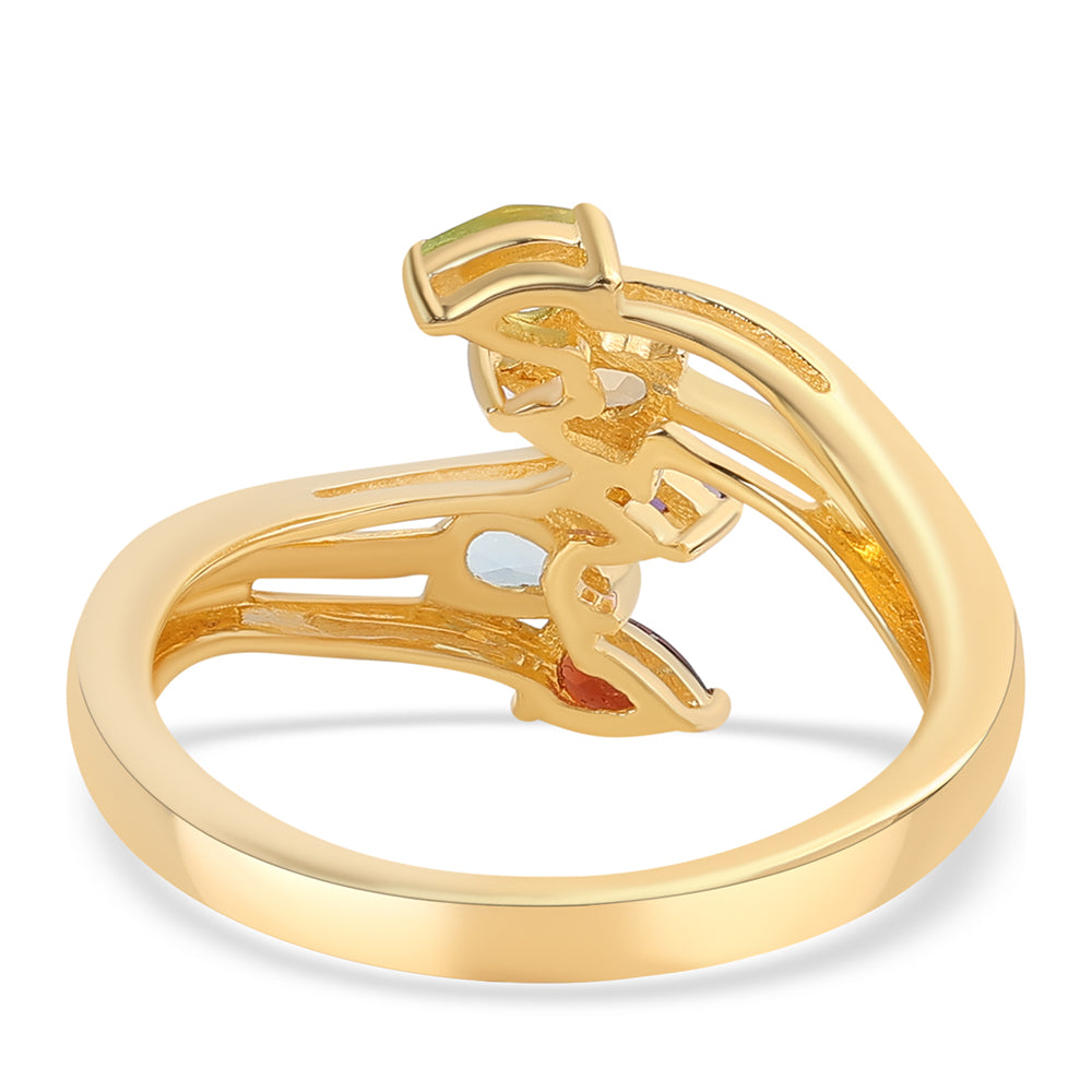 Goldplattierter Silberring mit afrikanischem Amethyst und Zitrin 2 