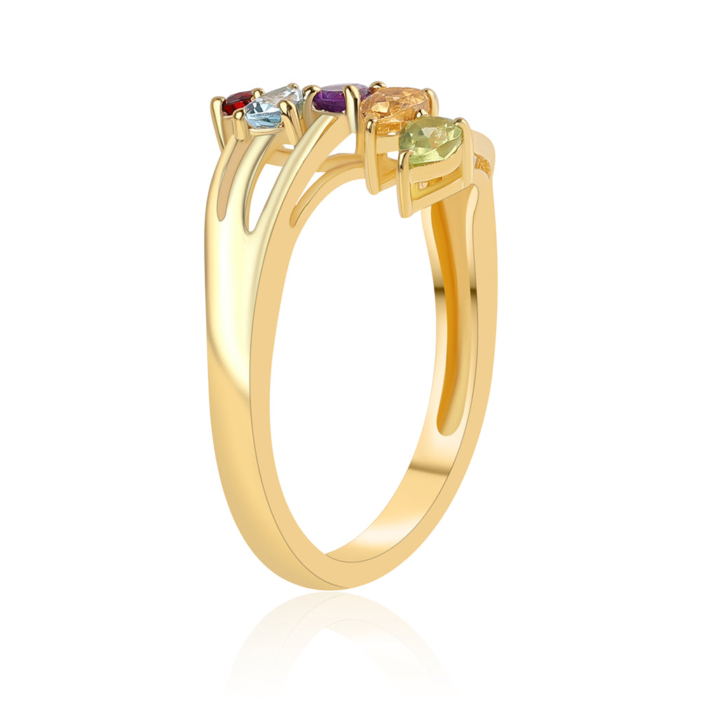 Goldplattierter Silberring mit afrikanischem Amethyst und Zitrin 3 