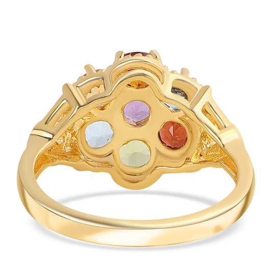 Goldplattierter Silberring mit rotem Granat und Zitrin