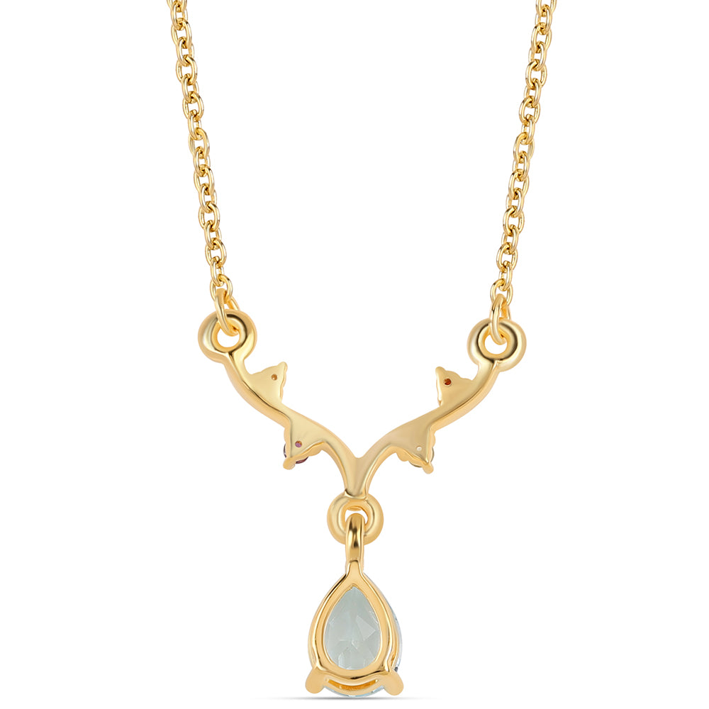 Goldplattierte Silberhalskette mit rotem Granat und Peridot 3 