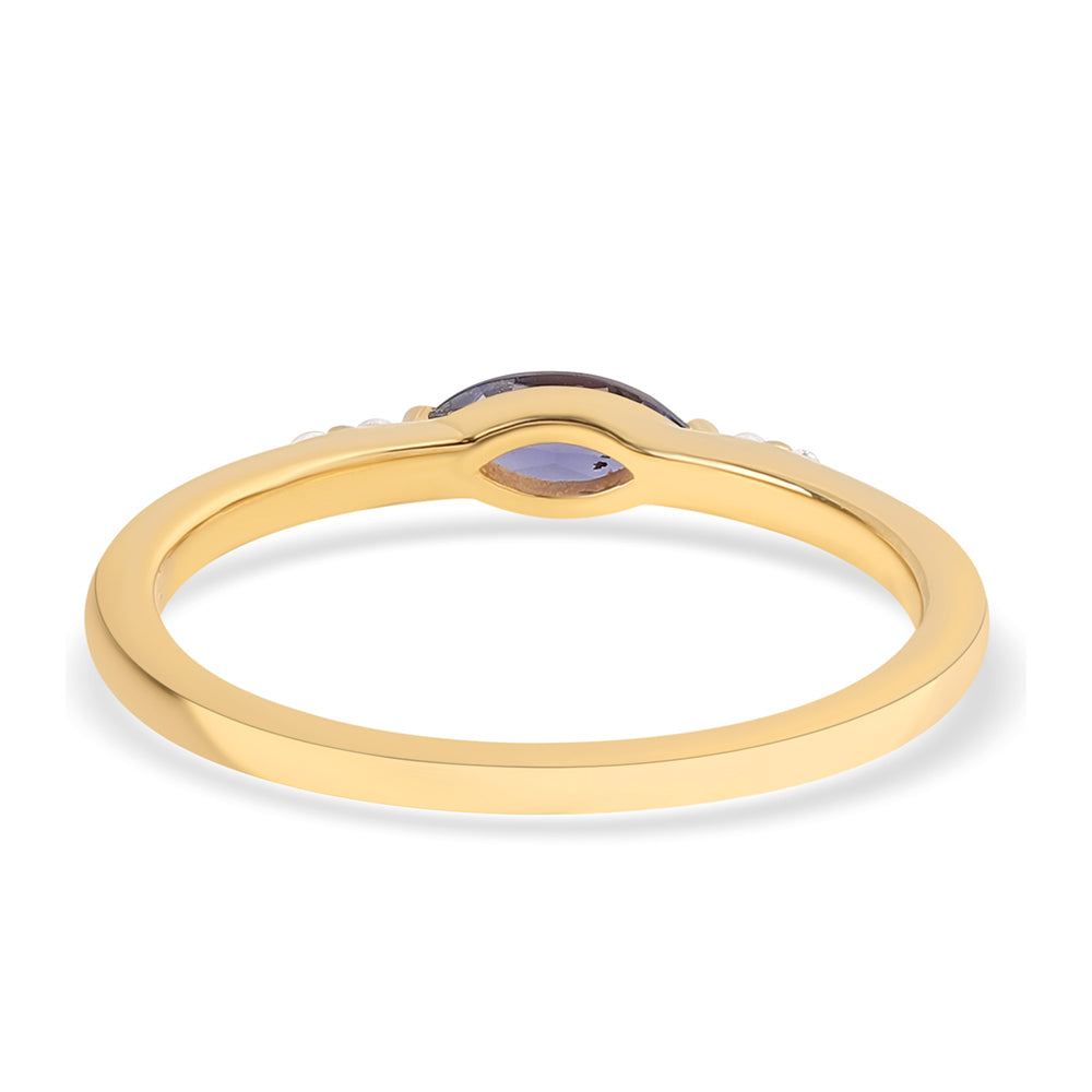 Goldplattierter Silberring mit Iolith und weißem Topas