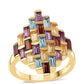 Goldplattierter Silberring mit afrikanischem Amethyst und Zitrin