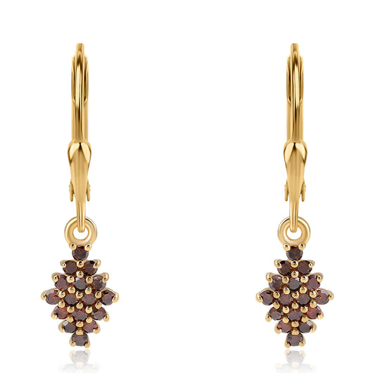 Goldplattierte Silberohrringe mit rotem Diamant