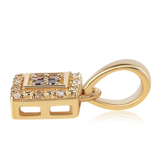 Goldplattierter Silberanhänger mit rotem Diamant und weißem Diamant
