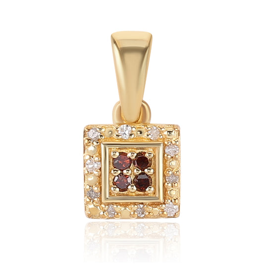 Goldplattierter Silberanhänger mit rotem Diamant und weißem Diamant