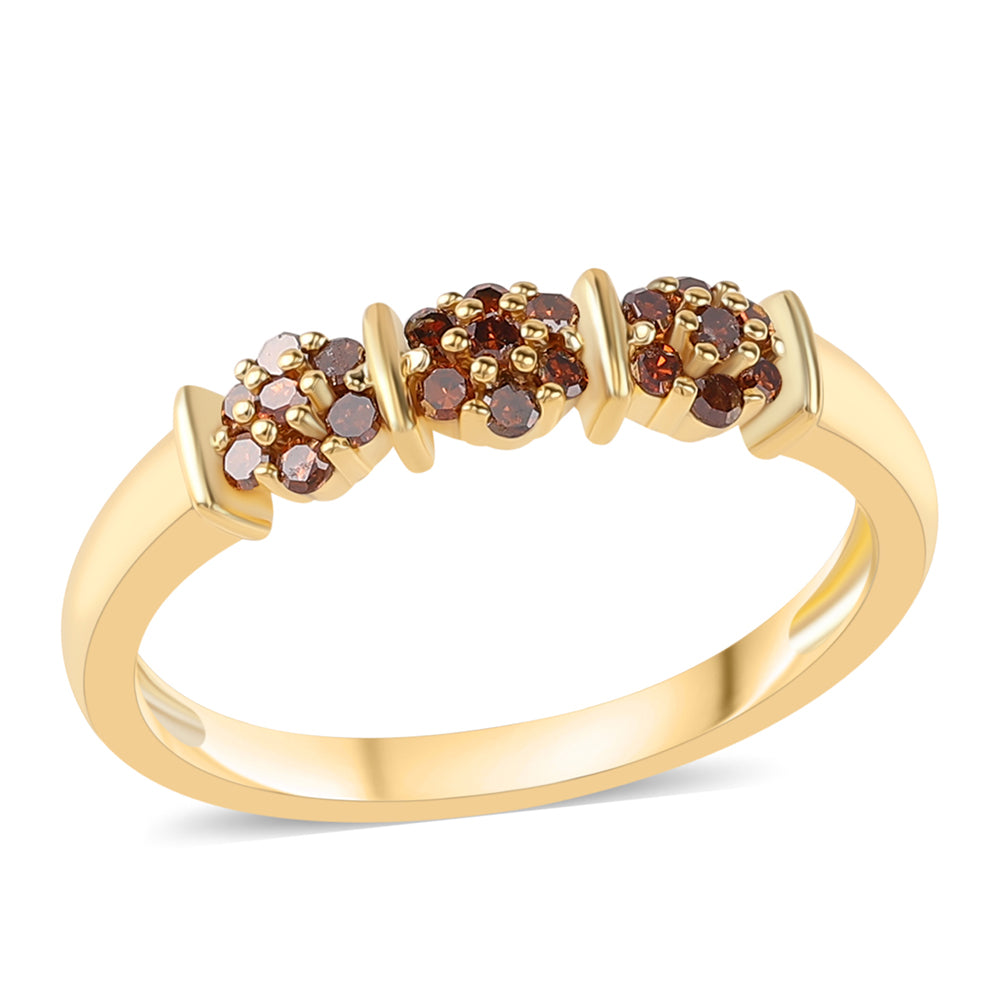Goldplattierter Silberring mit rotem Diamant 1 