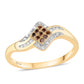 Goldplattierter Silberring mit rotem Diamant und weißem Diamant