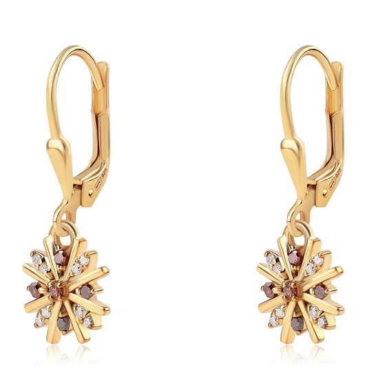 Goldplattierte Silberohrringe mit rotem Diamant