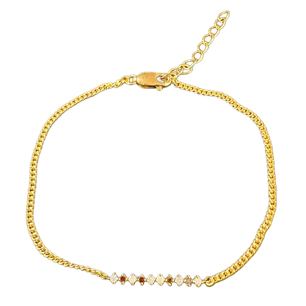 Goldplattiertes Silberarmband mit rotem Diamant und weißem Diamant 1 