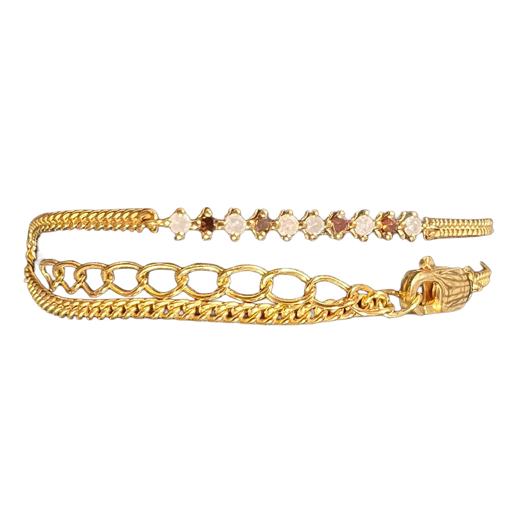 Goldplattiertes Silberarmband mit rotem Diamant und weißem Diamant 2 