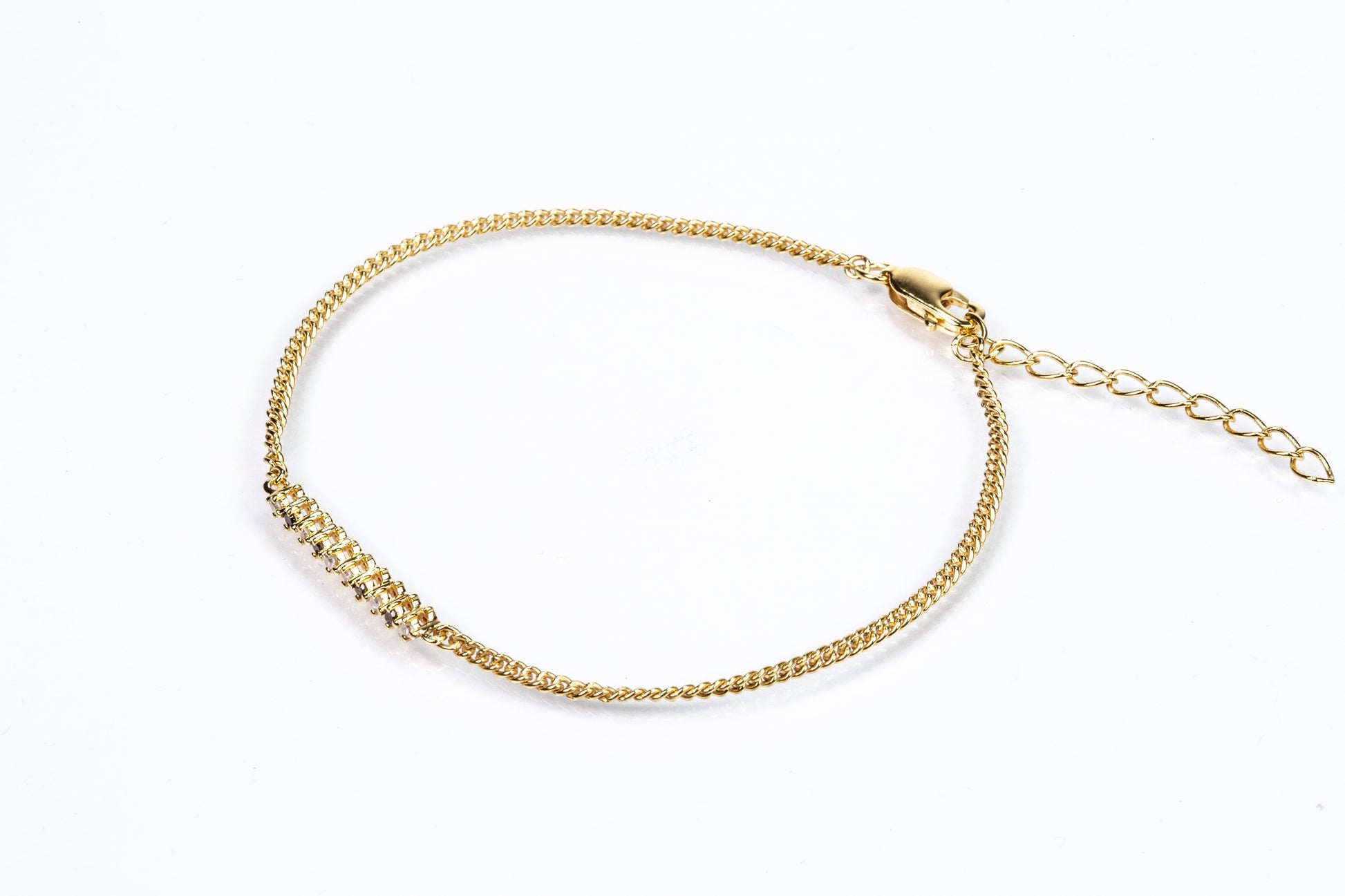 Goldplattiertes Silberarmband mit rotem Diamant und weißem Diamant 4 