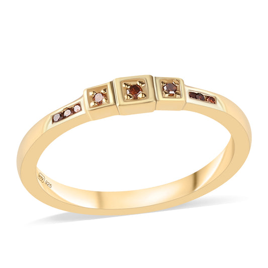 Goldplattierter Silberring mit rotem Diamant