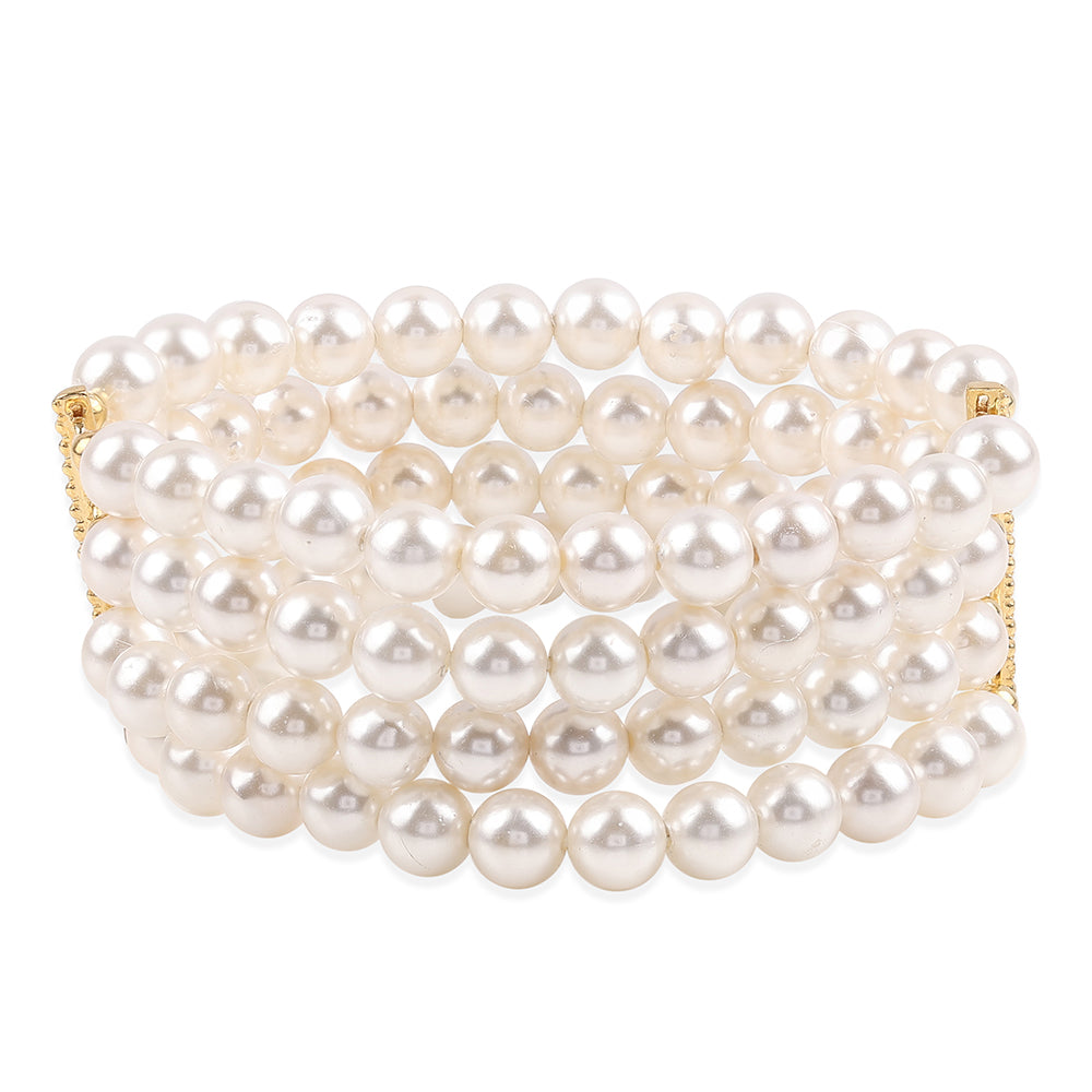 Goldplattiertes Silberarmband mit weißer Süßwasserperle