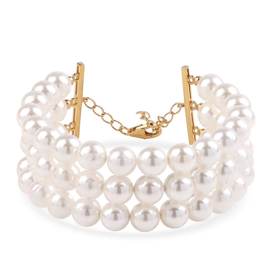 Goldplattiertes Silberarmband mit weißer Süßwasserperle