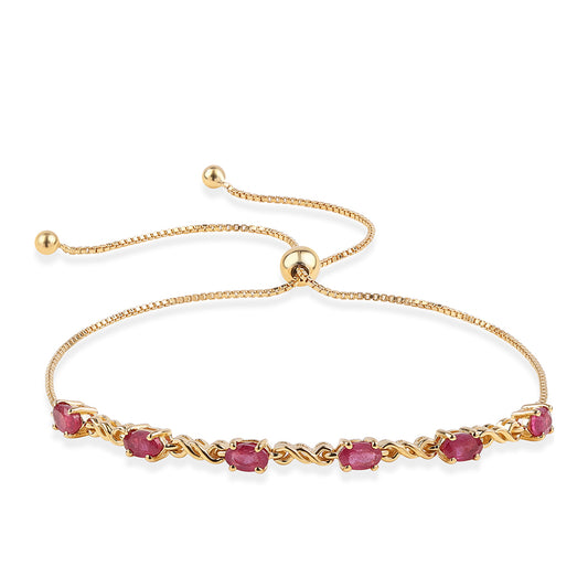Goldplattiertes Silberarmband mit Rubin aus Mosambik