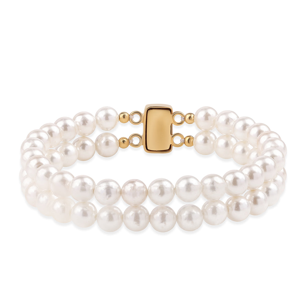 Goldplattiertes Silberarmband mit weißer Süßwasserperle