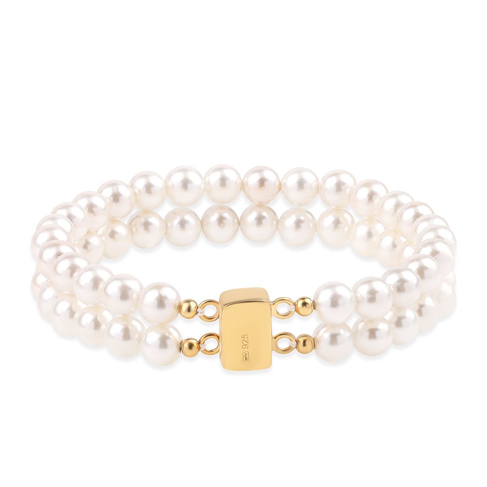 Goldplattiertes Silberarmband mit weißer Süßwasserperle