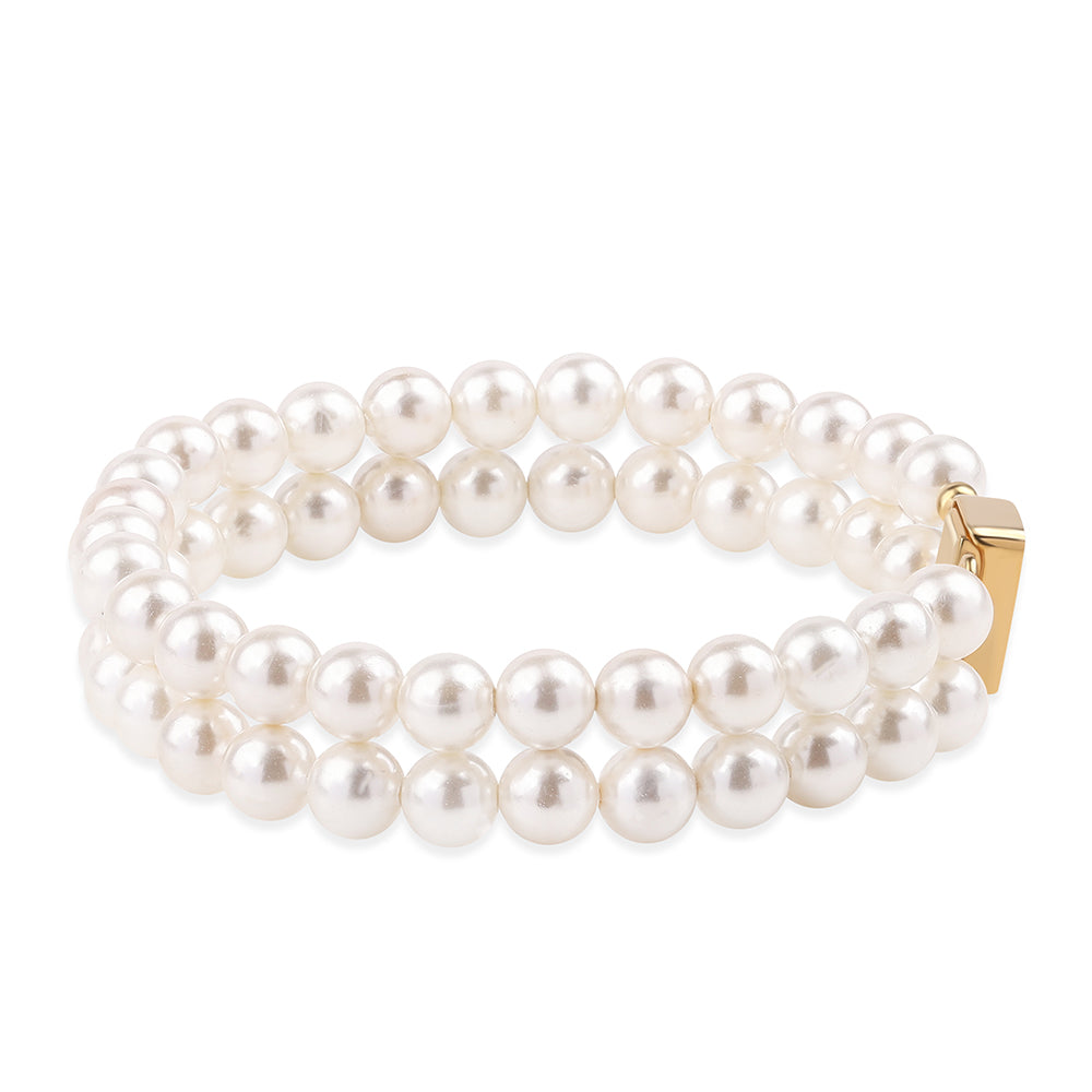 Goldplattiertes Silberarmband mit weißer Süßwasserperle